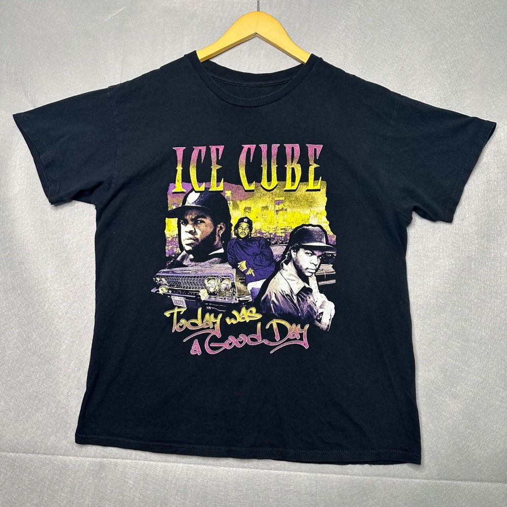 Ice Cube Mens T-Shirt Large Black 80s 90s Today Was A Good Day Rap Hip Hop Tee